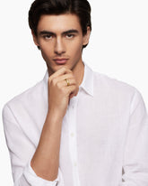 Faceted Band Ring in 18K Yellow Gold with Center Diamond, 6mm